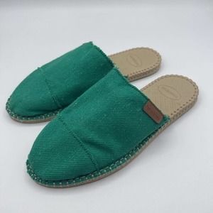 Havaianas Womens Mules‎ Green Cotton Slip On Espadrille Round Toe 9W New